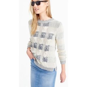 💙 J.Crew Cable Knit Sweater Marled Stripe Large